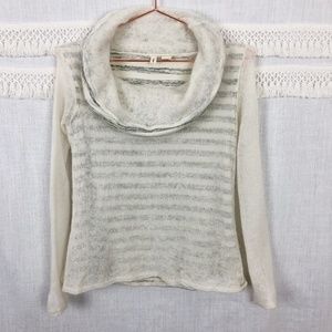 Anthro Moth | Cream Striped Cowl Neck Sweater | S